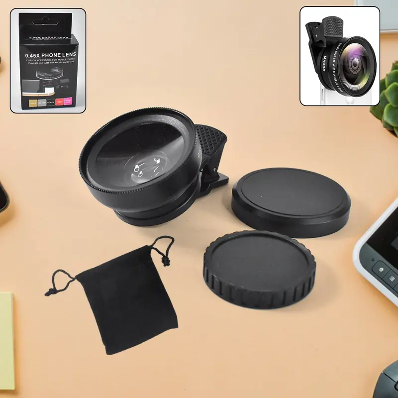 0.45X Wide-Angle External Smartphone Lens – Compact Clip-On Camera Add-On 1