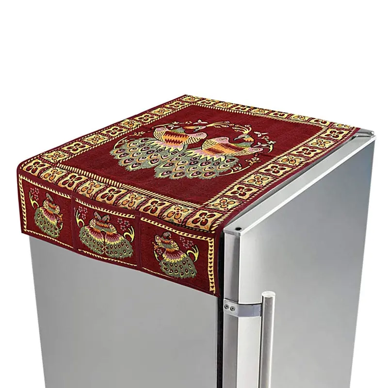 100×60 Cm Cotton Fridge Top Cover With Side Pockets – Stylish And Practical Kitchen Accessory 1