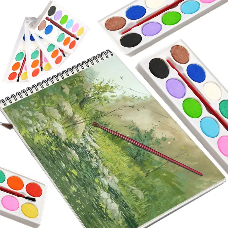12-Color Watercolor Paint Set With Brush – 13-Piece Art Kit 1
