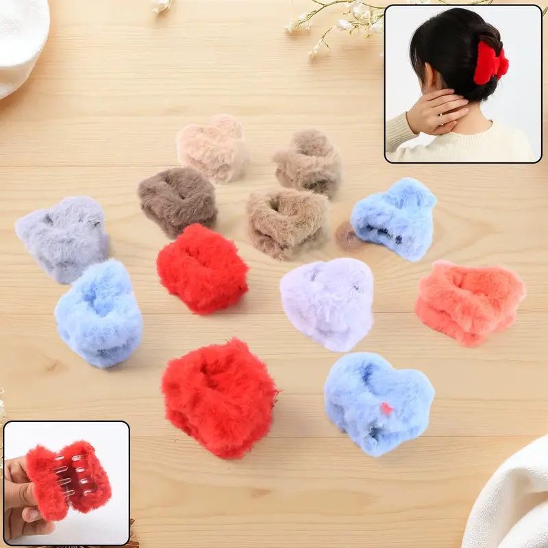 12-Piece Fluffy Plastic Hair Claw Clips For Kids And Teens 1