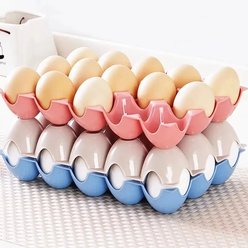 15-Cell Stackable Egg Storage Tray – Pack Of 4 Durable Plastic Trays 1