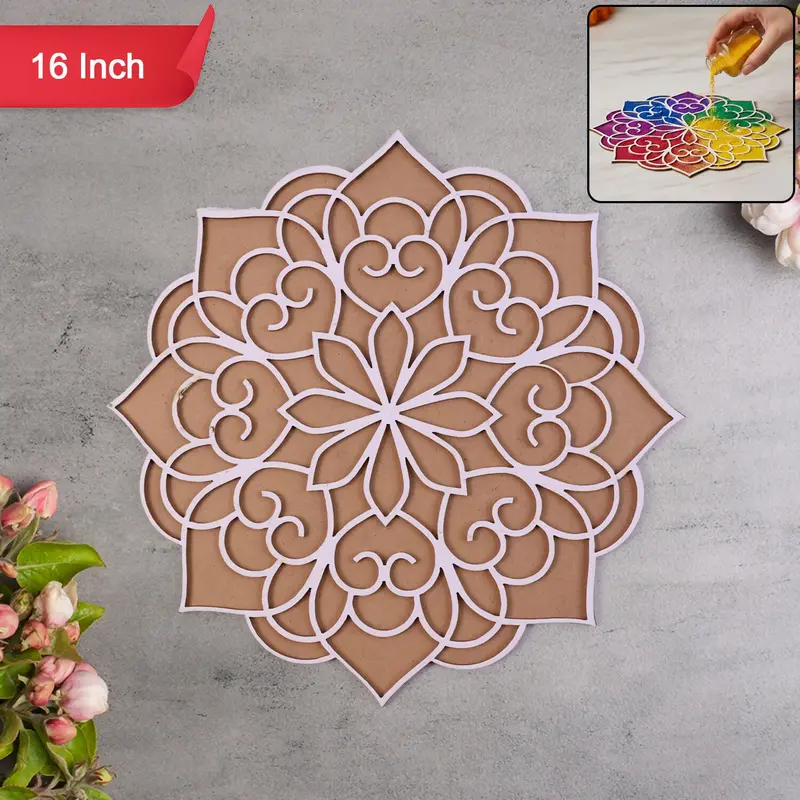 16-Inch Mandala Rangoli Stencil For Diwali And Cultural Celebrations 1
