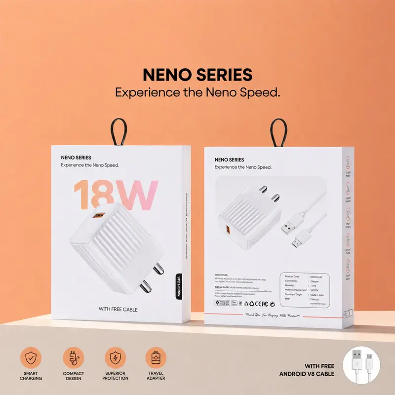 18W Slim Usb Wall Adapter Featuring Free Micro-Usb Charging Cable 1