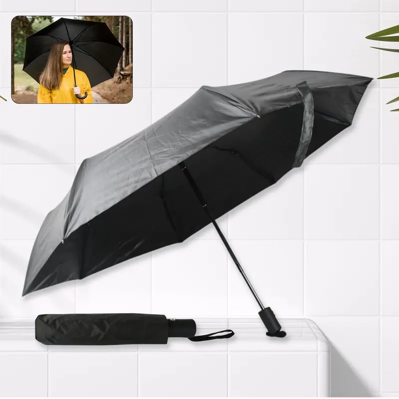 2-Fold Windproof Manual Umbrella With Steel Frame And Wrist Strap 1