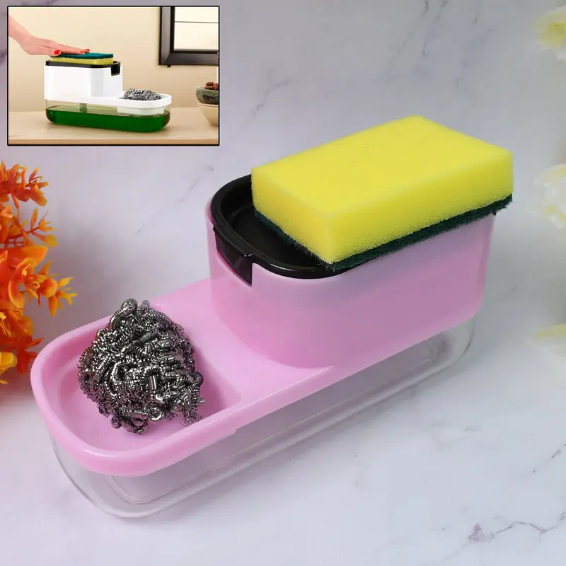 2-In-1 Dish Soap Dispenser With Integrated Sponge Holder – Space-Saving Design 1