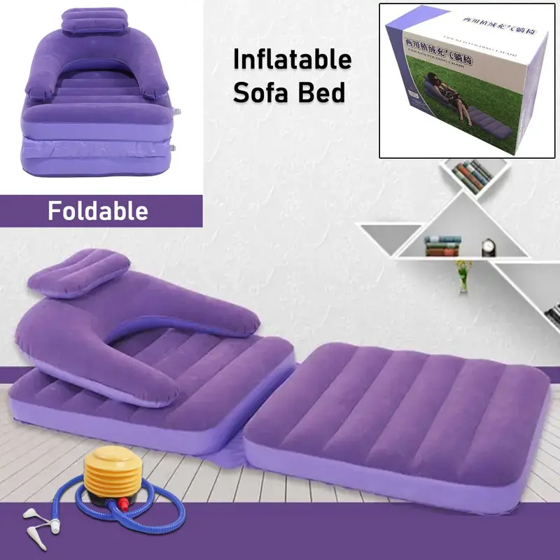 2-In-1 Inflatable Air Lounger & Mattress With Manual Pump – Portable Comfort 1