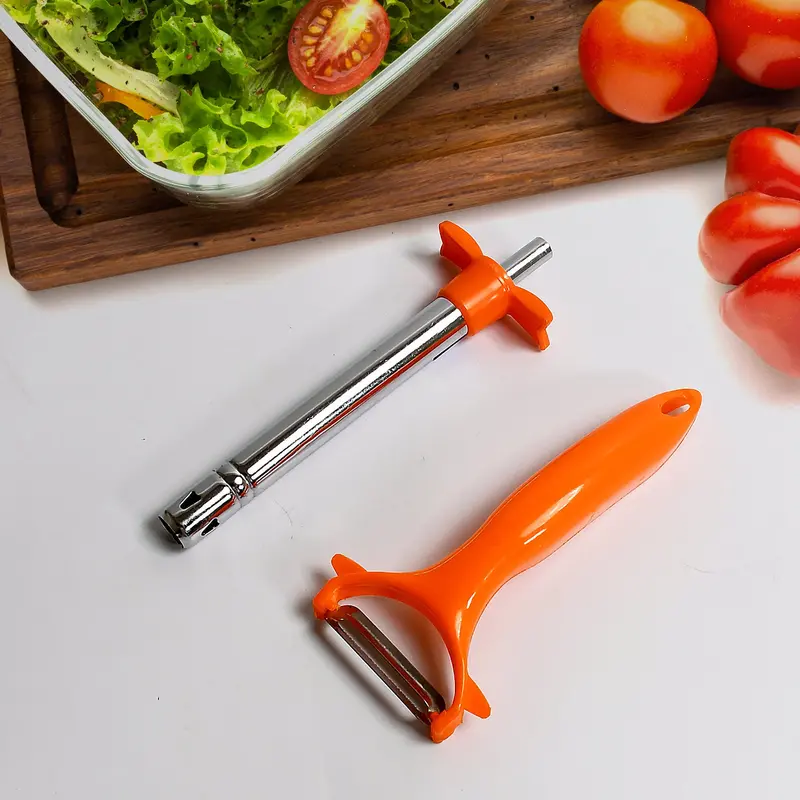 2-In-1 Kitchen Tool Set: Flameless Lighter + Vegetable Peeler & Cutter (2 Pieces) 1