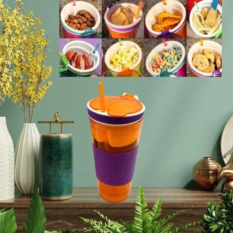2-In-1 Snack & Drink Travel Container – Leak-Resistant Dual-Compartment Cup 1