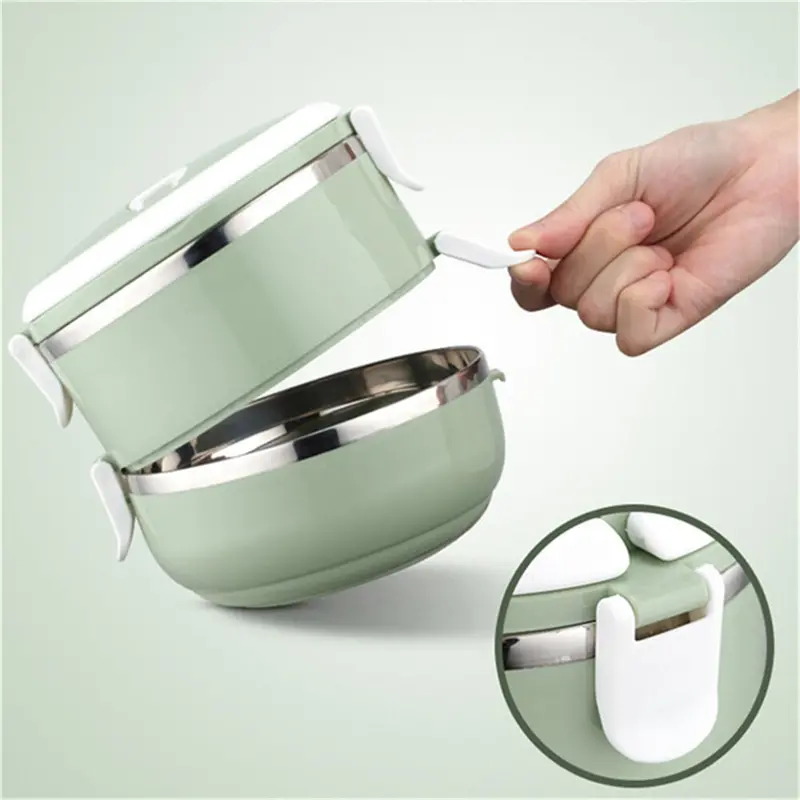 2-Tier Stainless Steel Portable Lunch Box – Airtight & Heat-Retaining Design 1