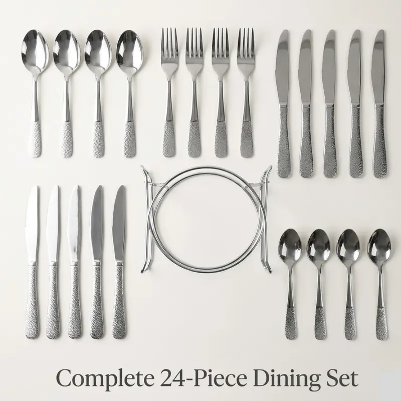 24-Piece Stainless Steel Cutlery Set With Sleek Acrylic Storage Stand 1