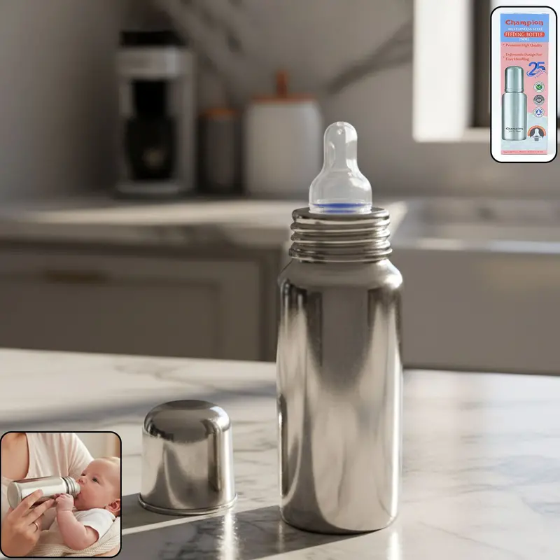 250 Ml Stainless Steel Baby Feeding Bottle – Bpa-Free Design 1