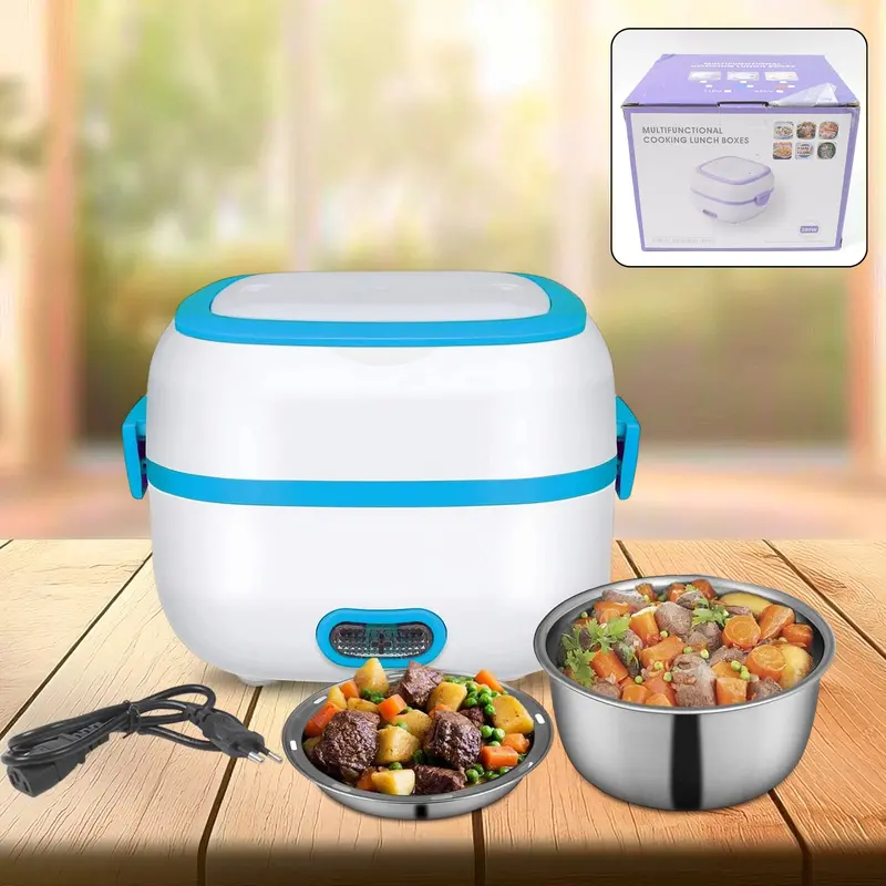 3-In-1 Electric Food Warmer: Stainless Steel Lunch Heater & Steamer 1