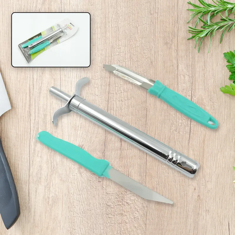 3-In-1 Kitchen Tool: Flame Lighter, Utility Knife & Vegetable Peeler 1