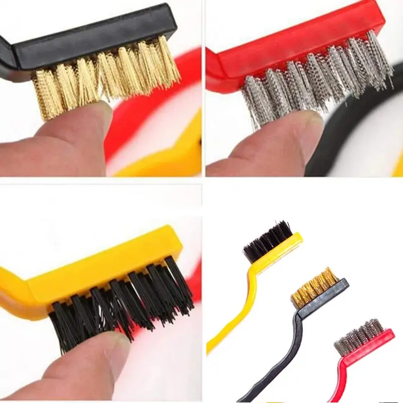 3-Piece Mini Wire Brush Set – Brass, Nylon & Stainless Steel Bristles For Detail Cleaning 1