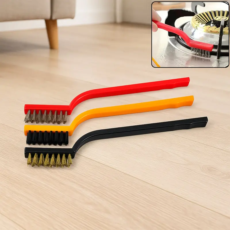 3-Piece Mini Wire Brush Set – Heavy-Duty Cleaning Brushes For Metal, Wood & Grime 1