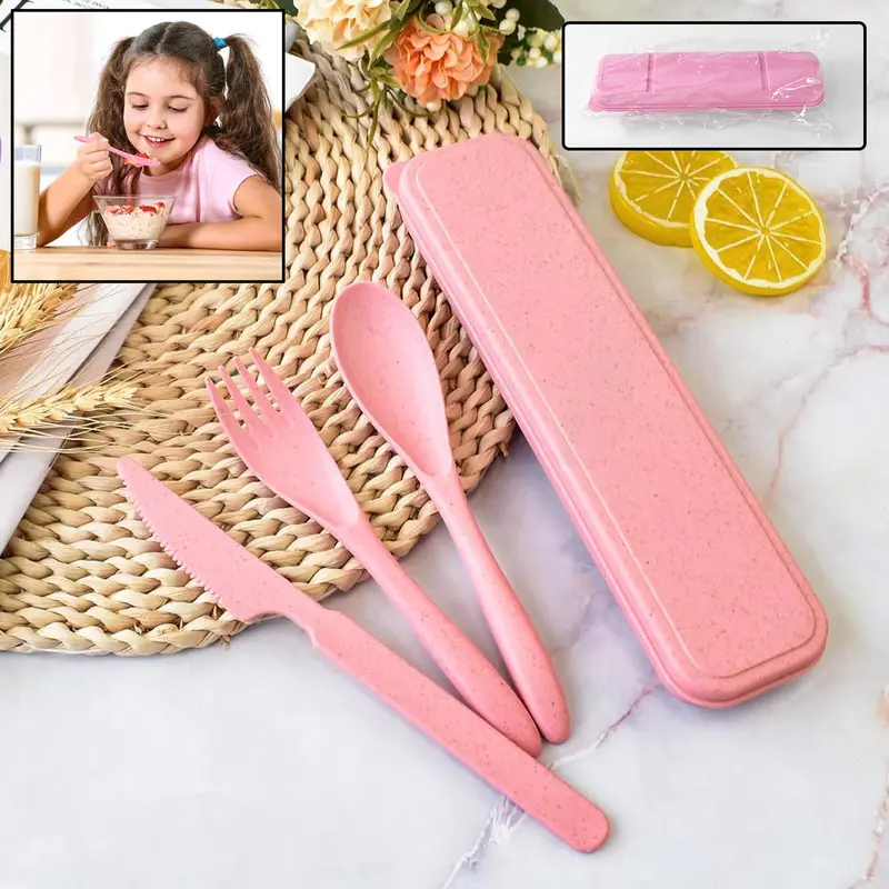 3-Piece Travel Utensil Set – Compact Fork, Spoon & Case For On-The-Go Meals 1