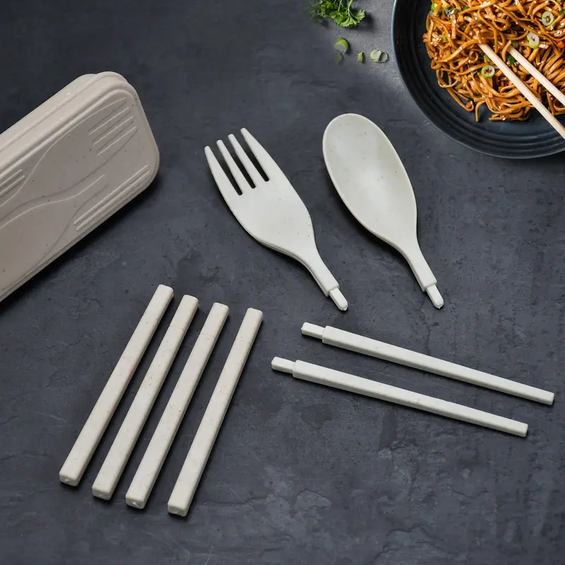 3-Piece Universal Dinner Set: Spoon, Fork & Chopsticks Combo 1