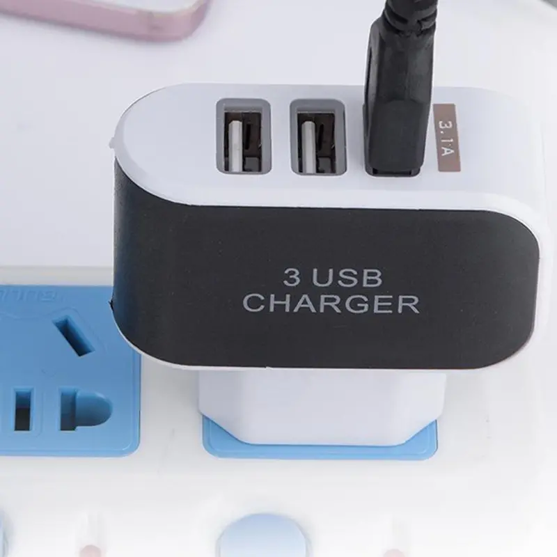 3-Port Usb Wall Charger – Fast Ac Adapter For Smartphones And Tablets 1