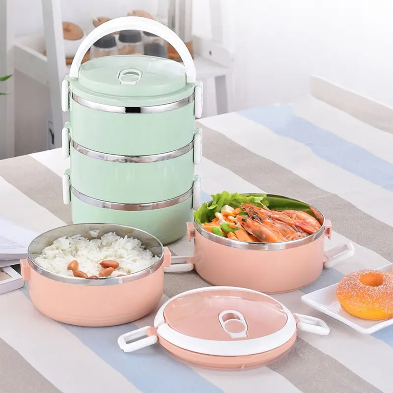 3-Tier Stainless Steel Hot/Cold Food Container – Compact Bento Lunch Box 1