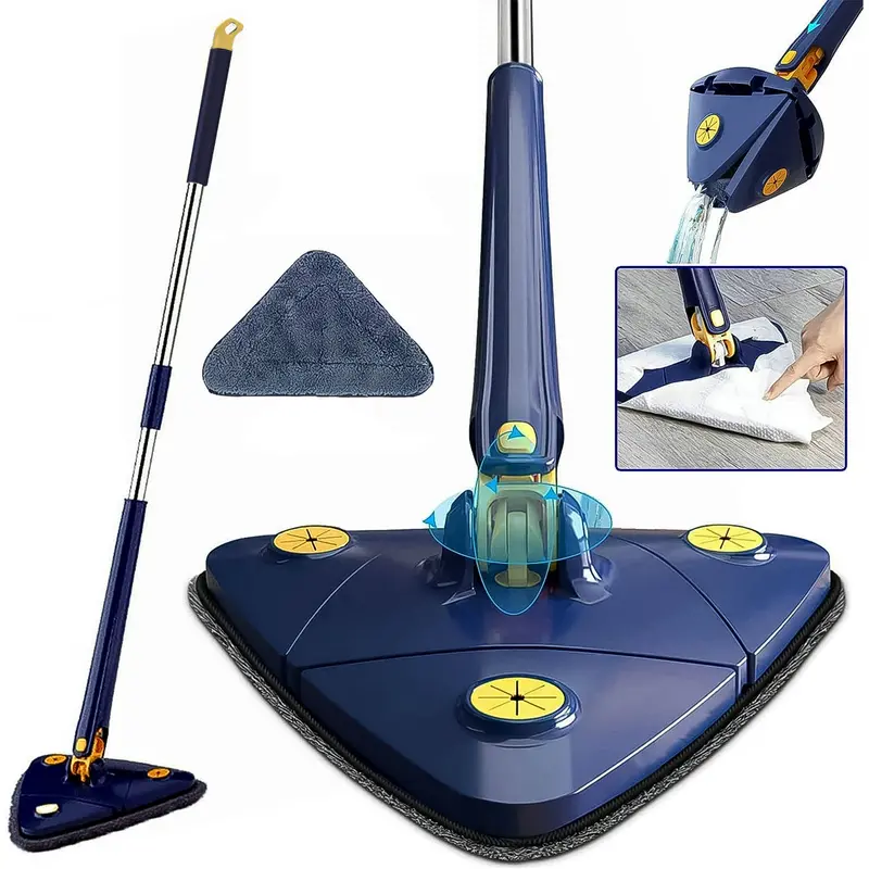 360-Degree Rotating Triangle Mop With Extended Handle – Effortless Floor Cleaning (1 Unit) 1