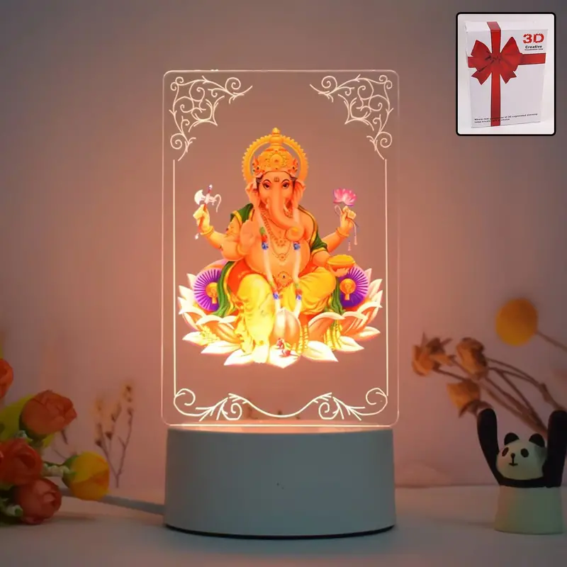 3D Lord Ganesh Led Photo Frame – Soft White Illuminated Display 1