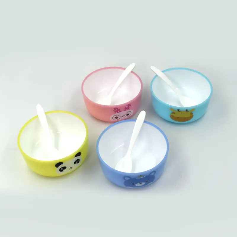 4-Piece Cartoon Animal Bowl & Spoon Set – Kid-Friendly Mealtime Essentials (Assorted Colors) 1