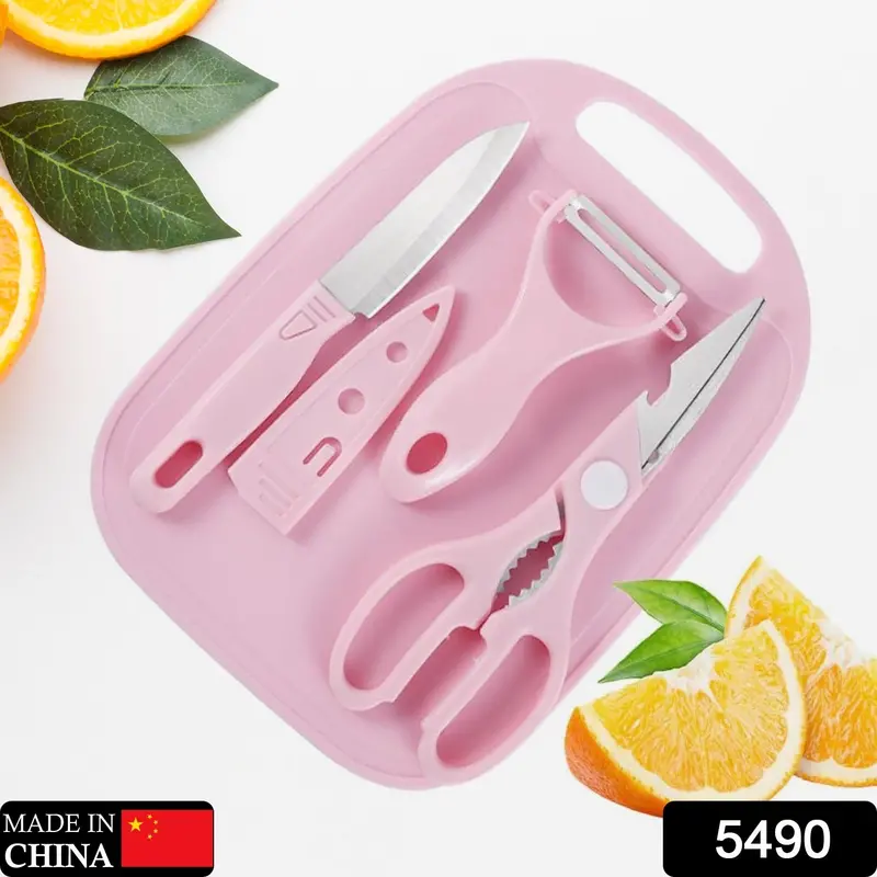 4-Piece Portable Camping Cutting Board Set With Knife, Peeler, And Scissors 1