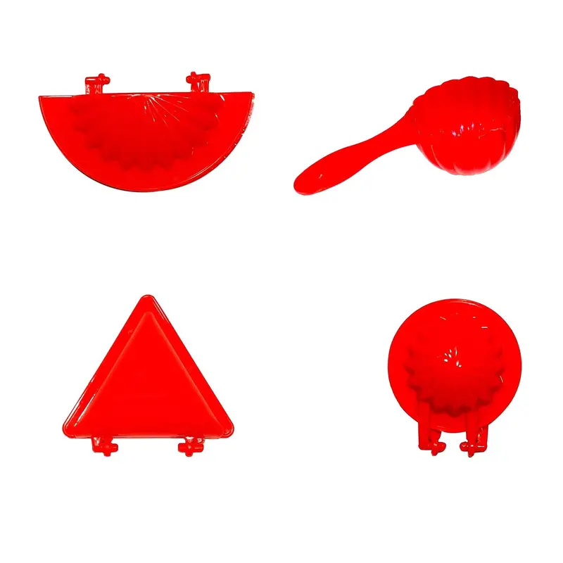 4-Piece Red Dough Press Set – Versatile Plastic Kitchen Moulds For Rotis & Snacks 1