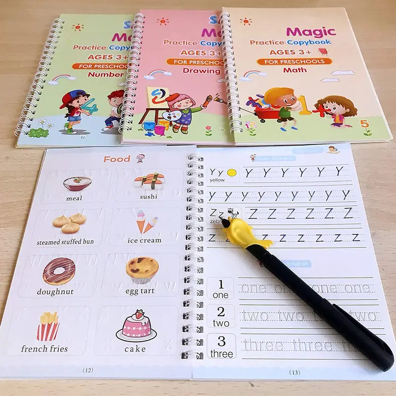 4-Piece Reusable Magic Copybook For Kids, Students, And Adults 1