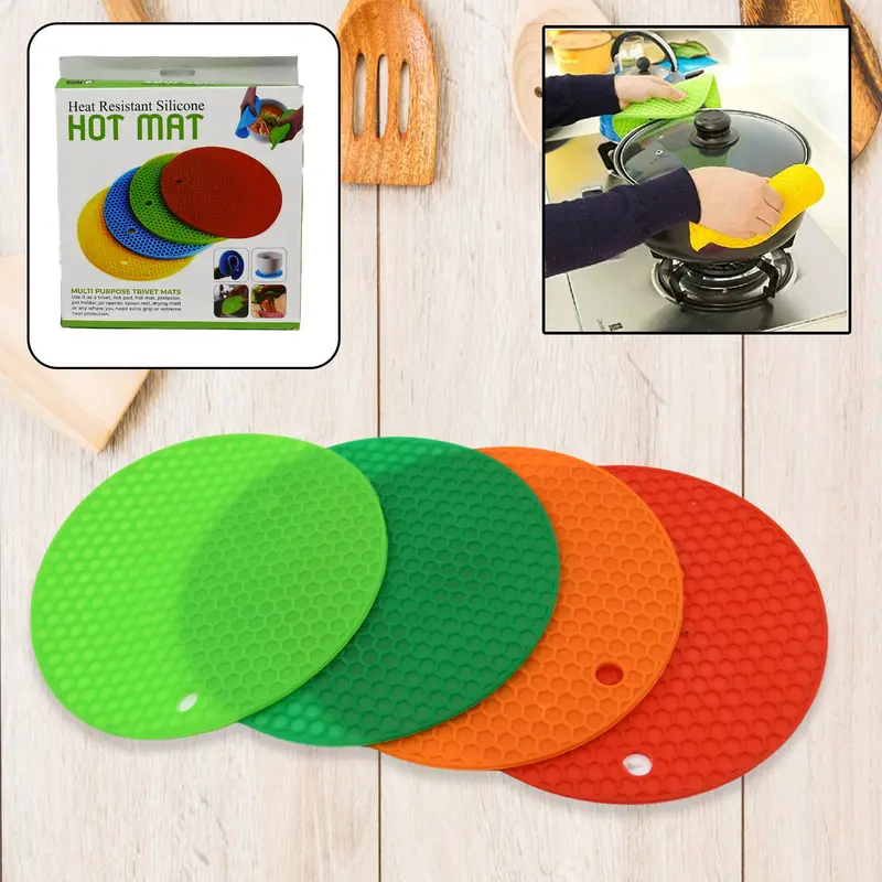 4-Piece Silicone Hot Pot Trivet Set – Heat-Resistant Surface Protectors 1
