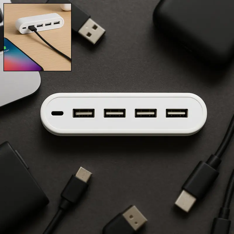 4-Port Usb Hub Adapter – Compatible With Flash Drives, Keyboards, Mice, Cameras, And Smartphones 1