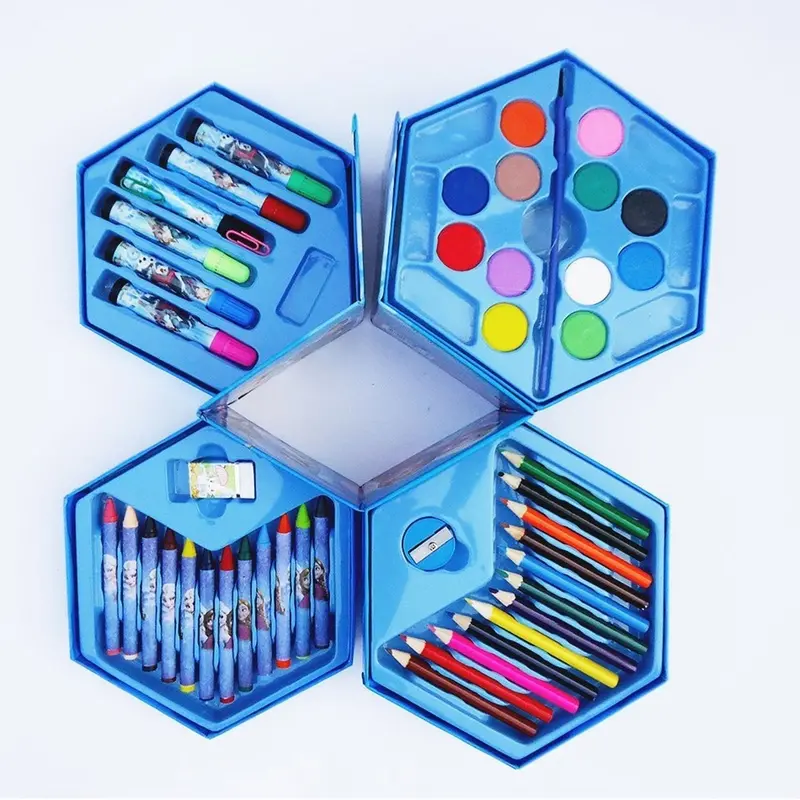 46-Piece Art Supply Set – Crayons, Oil Pastels, Sketch Pens & Paints 1