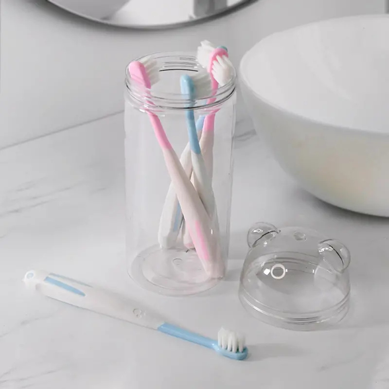 5-Bay Travel Toothbrush Holder With Soft-Bristle Brushes – Hygienic On-The-Go Oral Care Kit 1