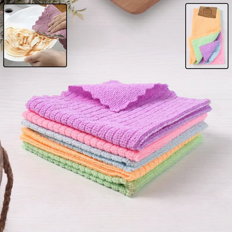 5-Pack Super-Absorbent Microfiber Cleaning Cloths – Reusable & Lint-Free 1
