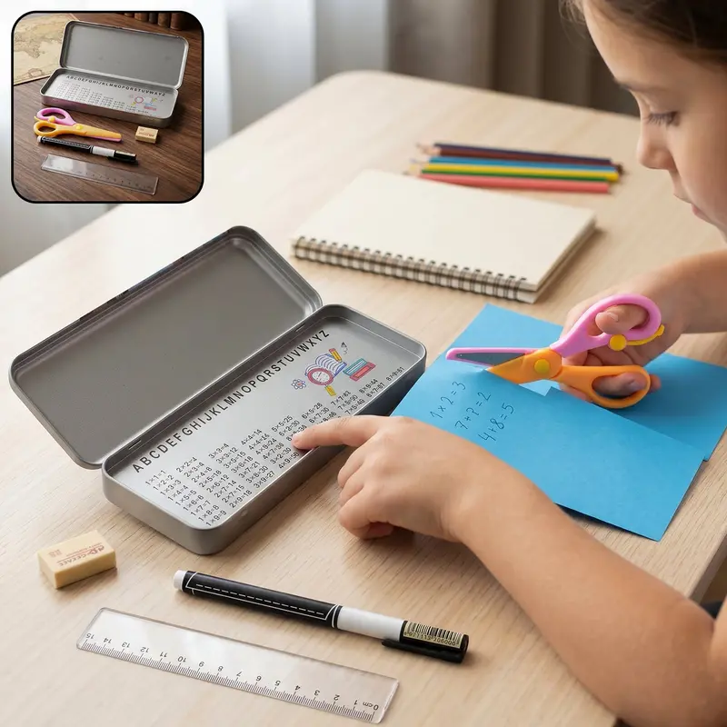 5-Piece Metal Pencil Case Set For Kids – Durable School Supply Kit 1