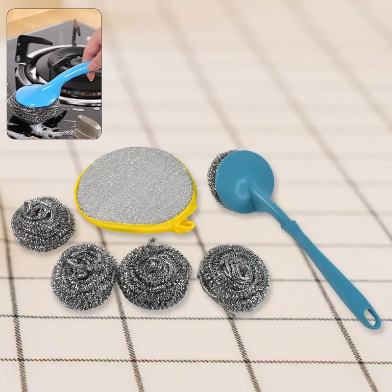 6-In-1 Stainless Steel Kitchen Cleaning Brush Set – Heavy-Duty Scrubbing Kit 1