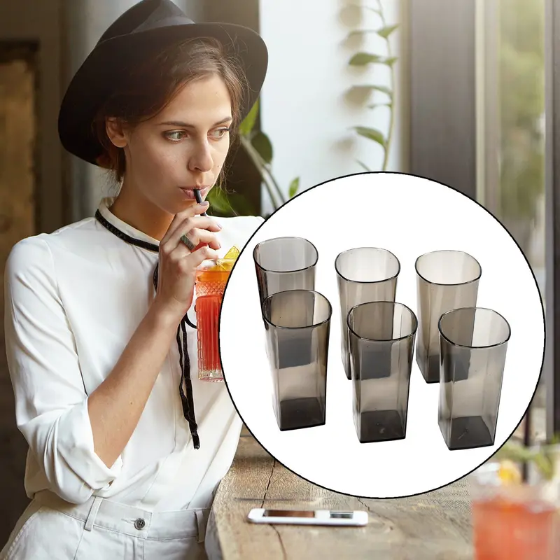 6-Pack Square-Shaped Plastic Wine Tumblers – Shatterproof & Clear Design 1