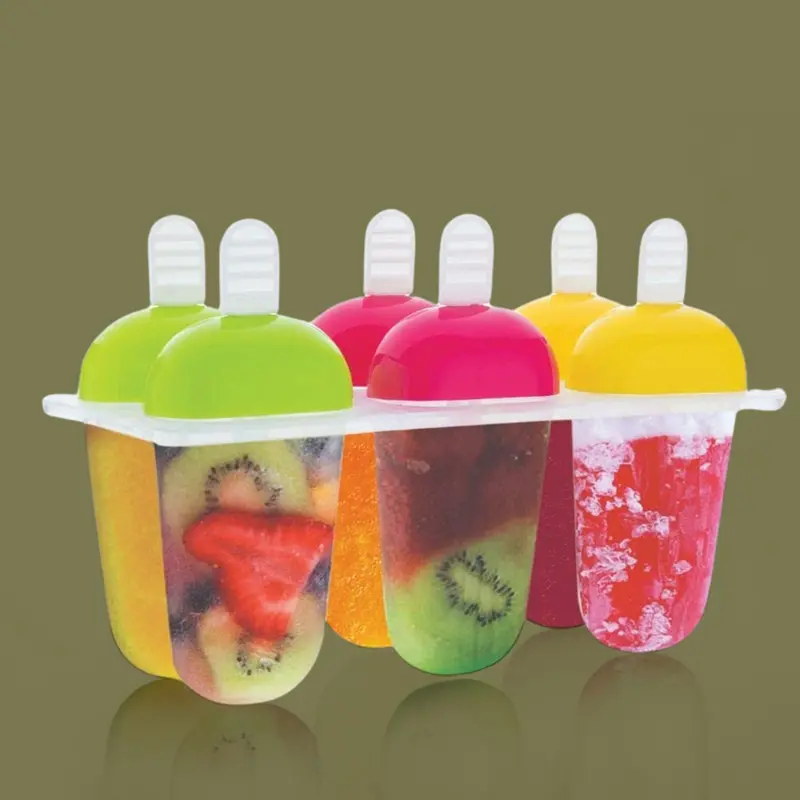 6-Piece Colorful Polypropylene Ice Cube Mold Set – Kulfi, Popsicle & Dessert Maker 1