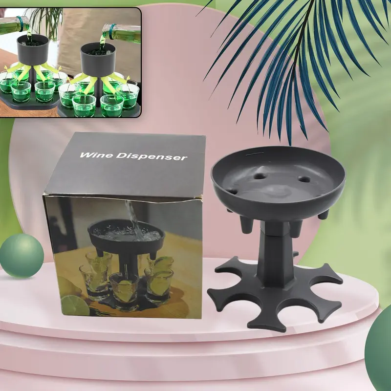 6-Piece Glass Shot Dispenser Set With Serving Tray 1