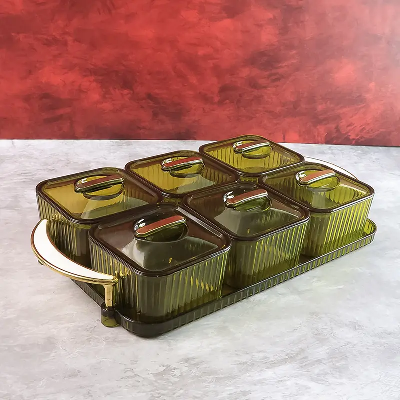 6-Piece Transparent Spice Jar Set With Tray And Sealed Lids (400 Ml Each) 1
