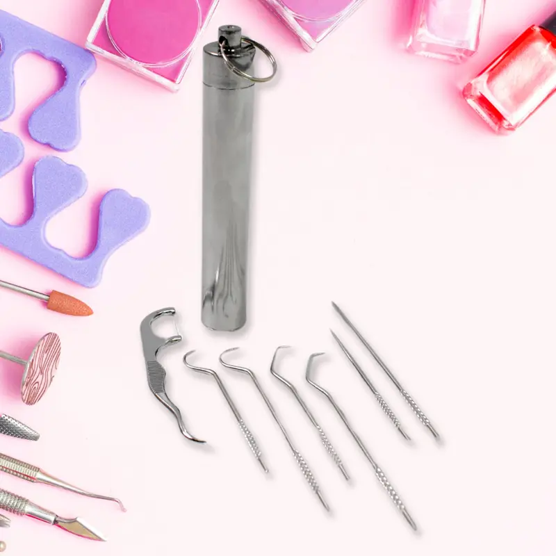 7-In-1 Stainless Steel Oral Care Kit – Toothpick, Flosser & Cleaner Set With Case 1