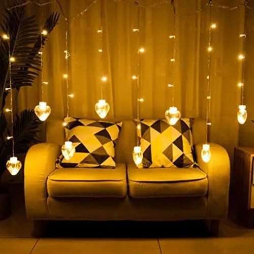 8-Foot Warm White Led Heart Ball String Lights For Indoor/Outdoor Holiday Decor 1