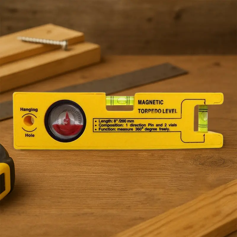 8-Inch Magnetic Torpedo Level – Dual Vials, 360° View & Precision Pin Alignment 1