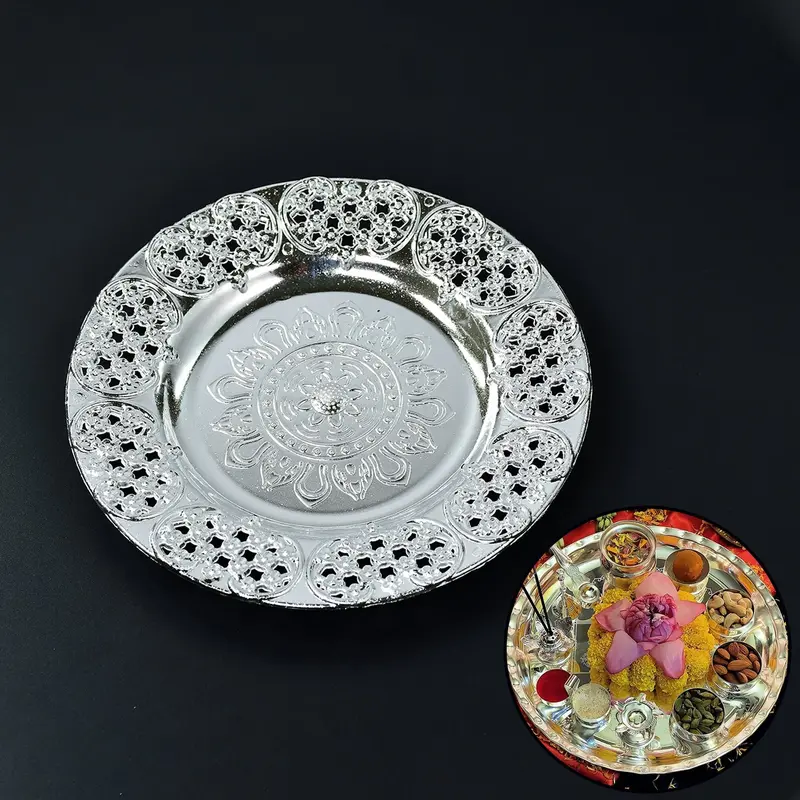 8-Inch Plastic Pooja Thali Set – Durable, Lightweight Ritual Tray For Daily Worship & Special Ceremonies 1