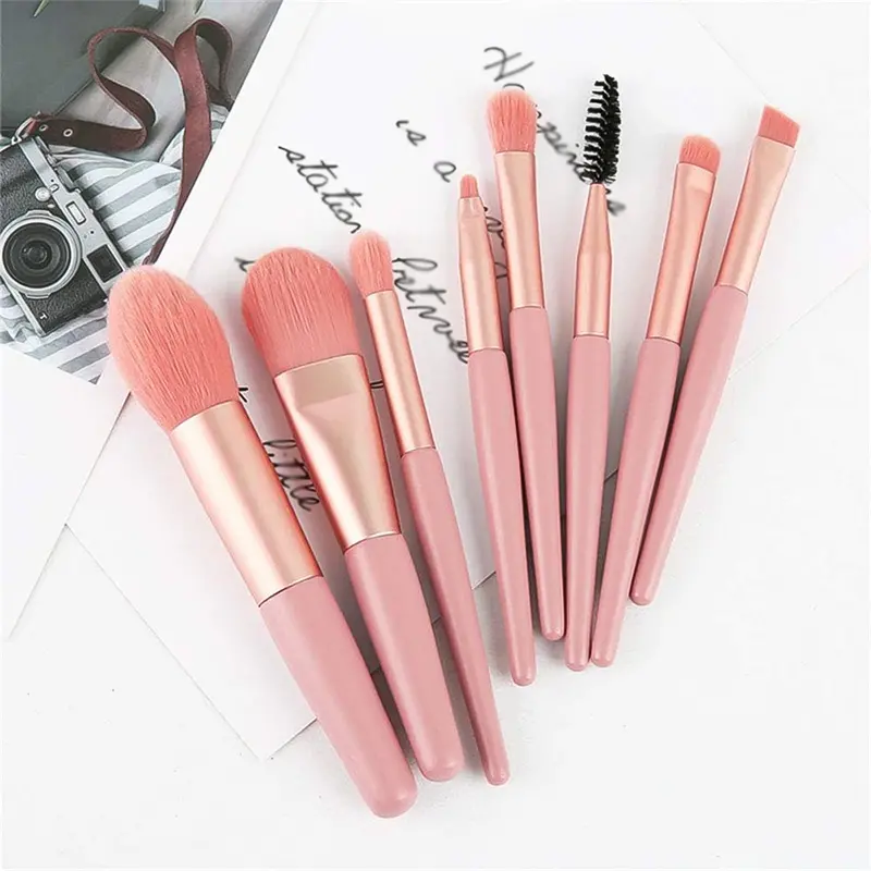 8-Piece Premium Synthetic Makeup Brush Set – Vibrant Color Assortment 1