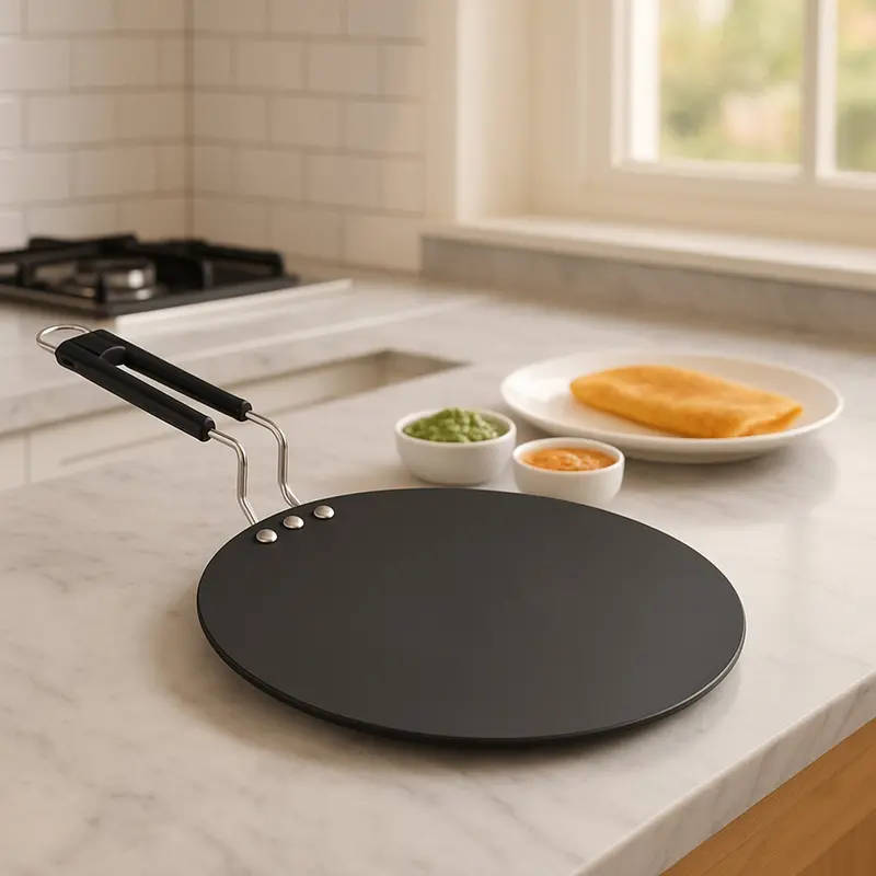9-Inch Compact Non-Stick Flat Roti Tawa – Single-Piece Cooking Pan 1