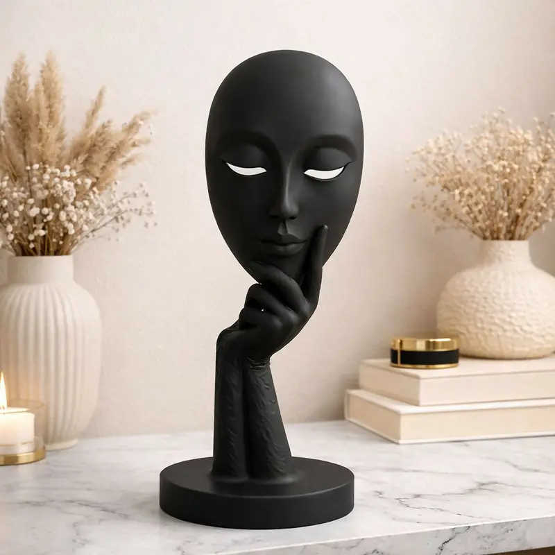 Abstract Facial Sculpture – Artistic Tabletop Decor For Living Spaces 1