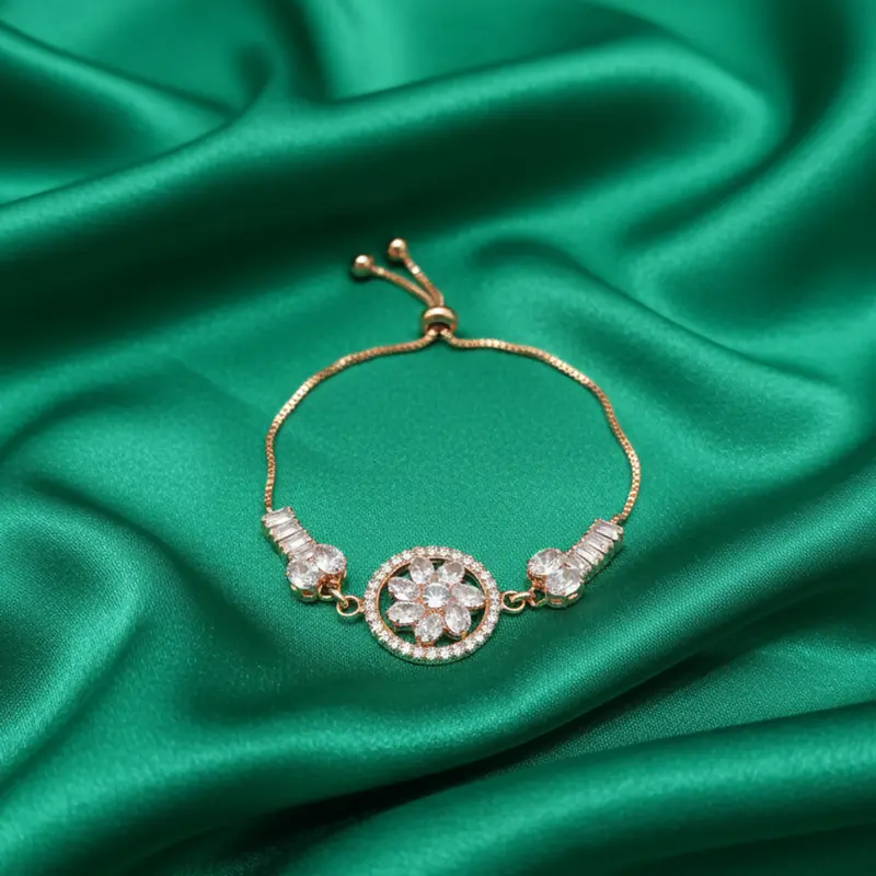 Ad Floral Motif Bracelet – Glamorous Party-Wear Jewelry With Delicate Embellishments 1