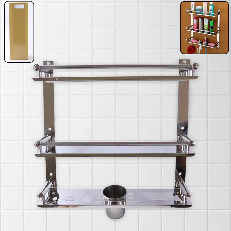 Adjustable 6-Tier Stainless Steel Bathroom Organizer Rack – 15 Inch 1