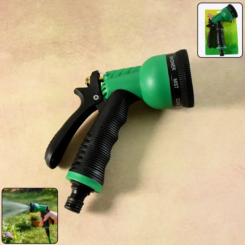 Adjustable Garden Hose Spray Nozzle – 8-Pattern Water Flow Control (1 Pc) 1